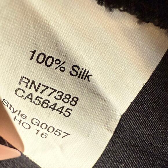 Madewell Silk Floral Abstract Artsy Top | Short Sleeve Blouse Black | XS - Picture 6 of 11